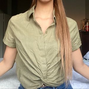 Olive Green Knot Top